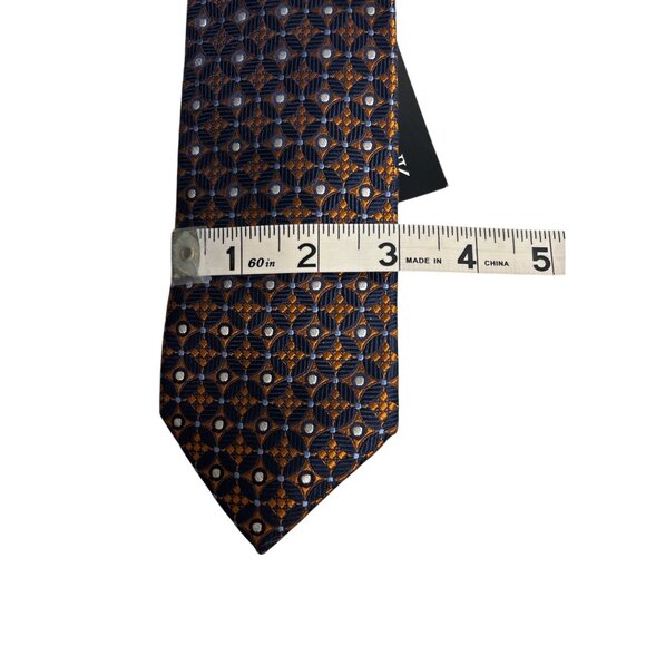 Jos. A. Bank Signature Collection 100% Silk Mens Tie Navy & Orange Geometric Pat - Picture 6 of 6